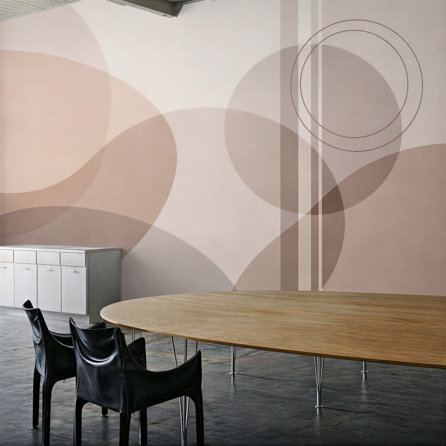 Fototapeten Puderfarbene Kreise im minimalistischen Stil