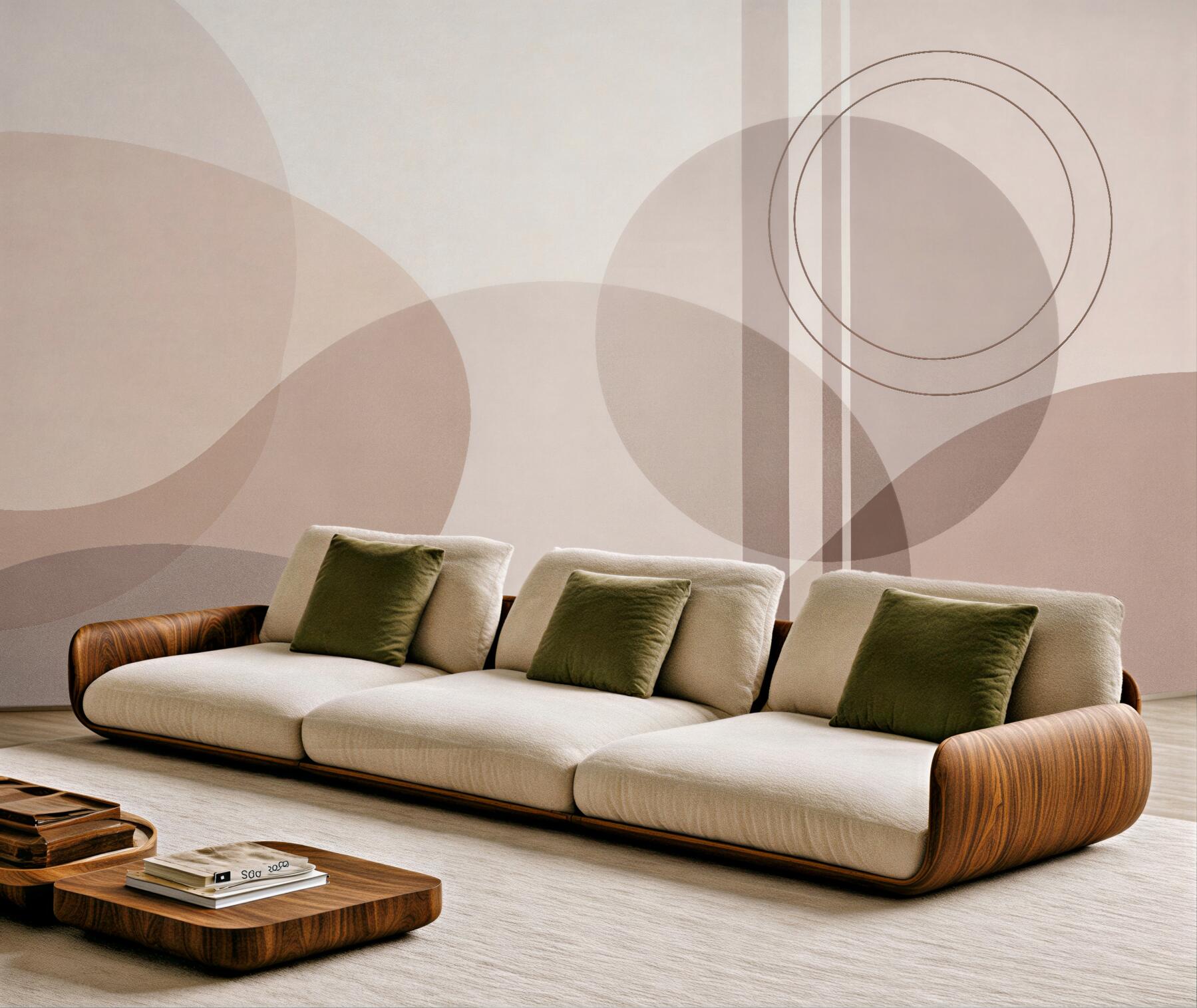 Fototapeten Puderfarbene Kreise im minimalistischen Stil