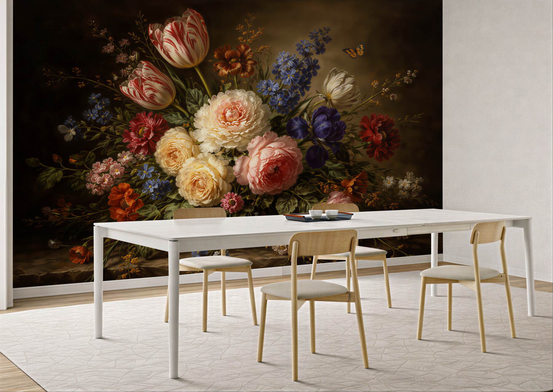 Fototapeten Klassischer Blumenstrauß auf dunklem Hintergrund
