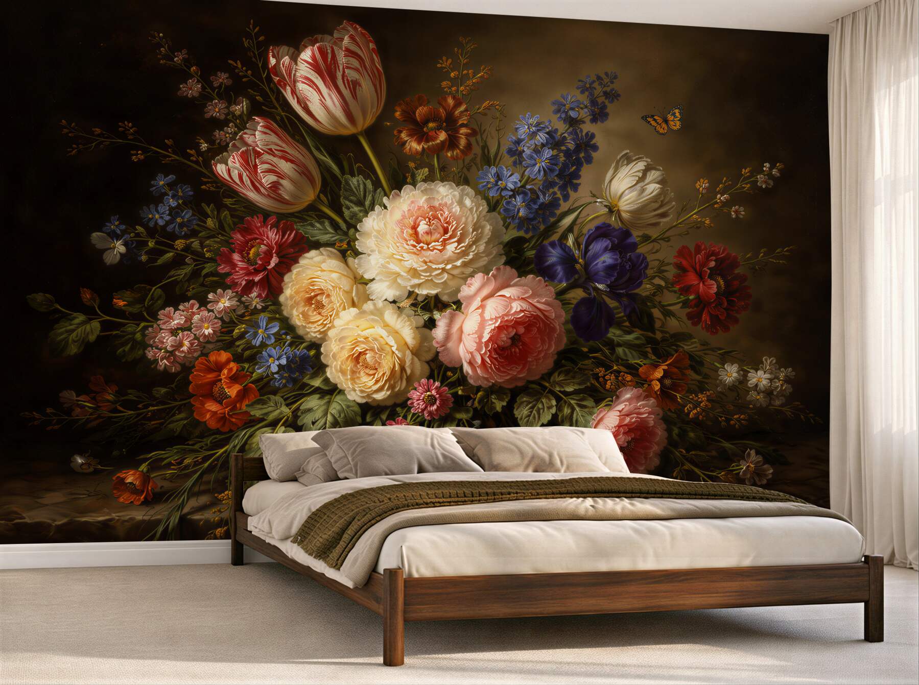 Fototapeten Klassischer Blumenstrauß auf dunklem Hintergrund