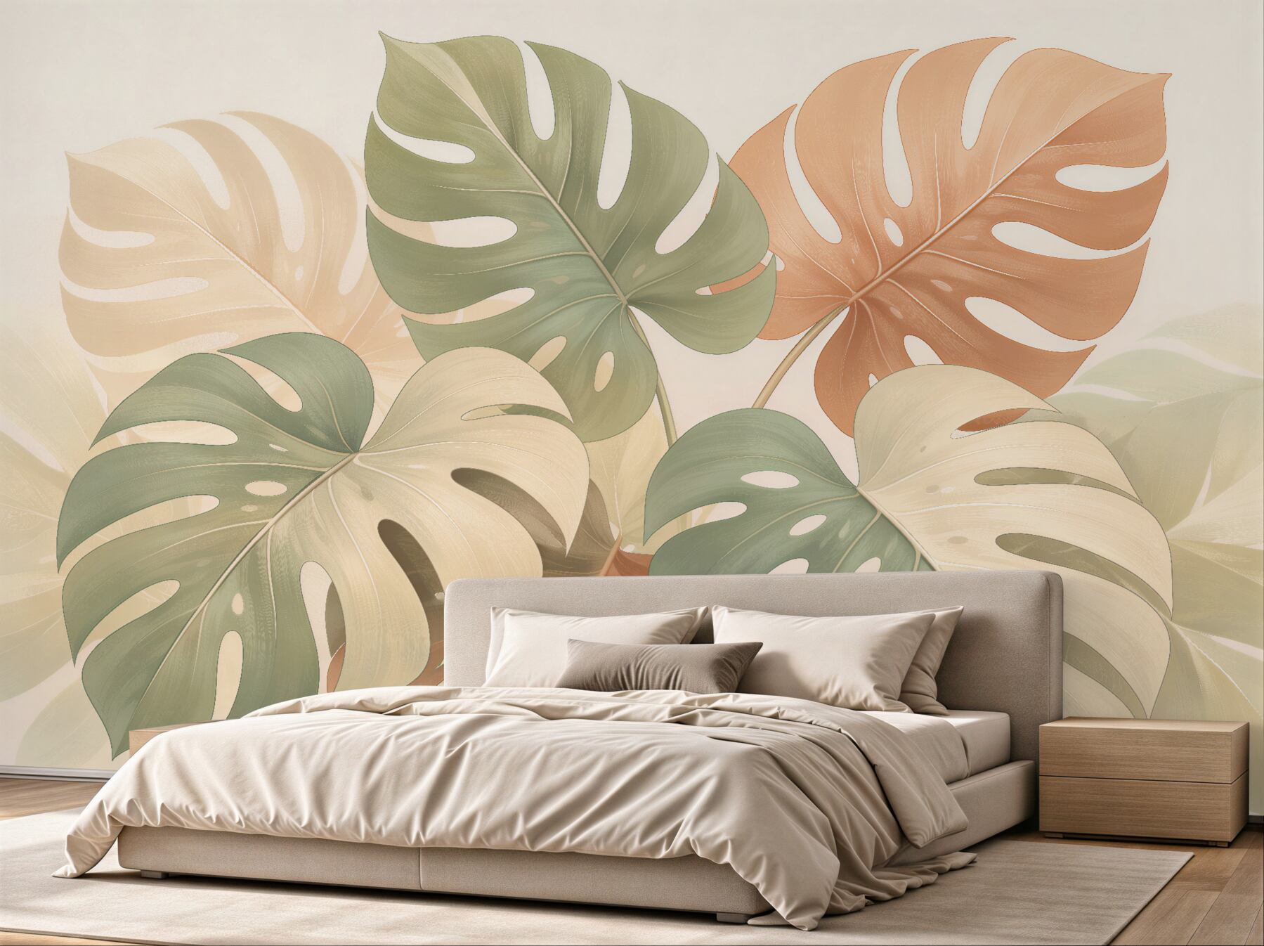 Fototapeten Monstera in pastelliger Eleganz