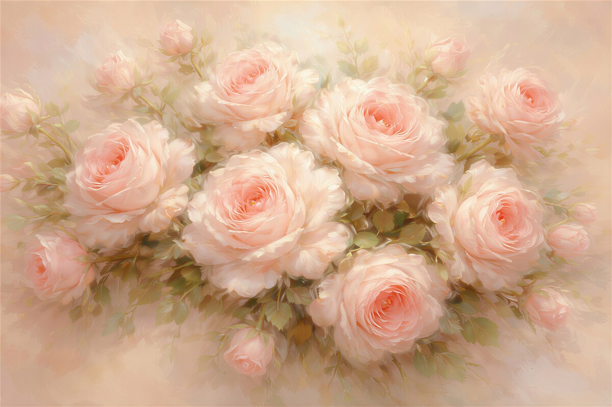 Fototapeten Puderfarbene Rosen in einem romantischen Bouquet