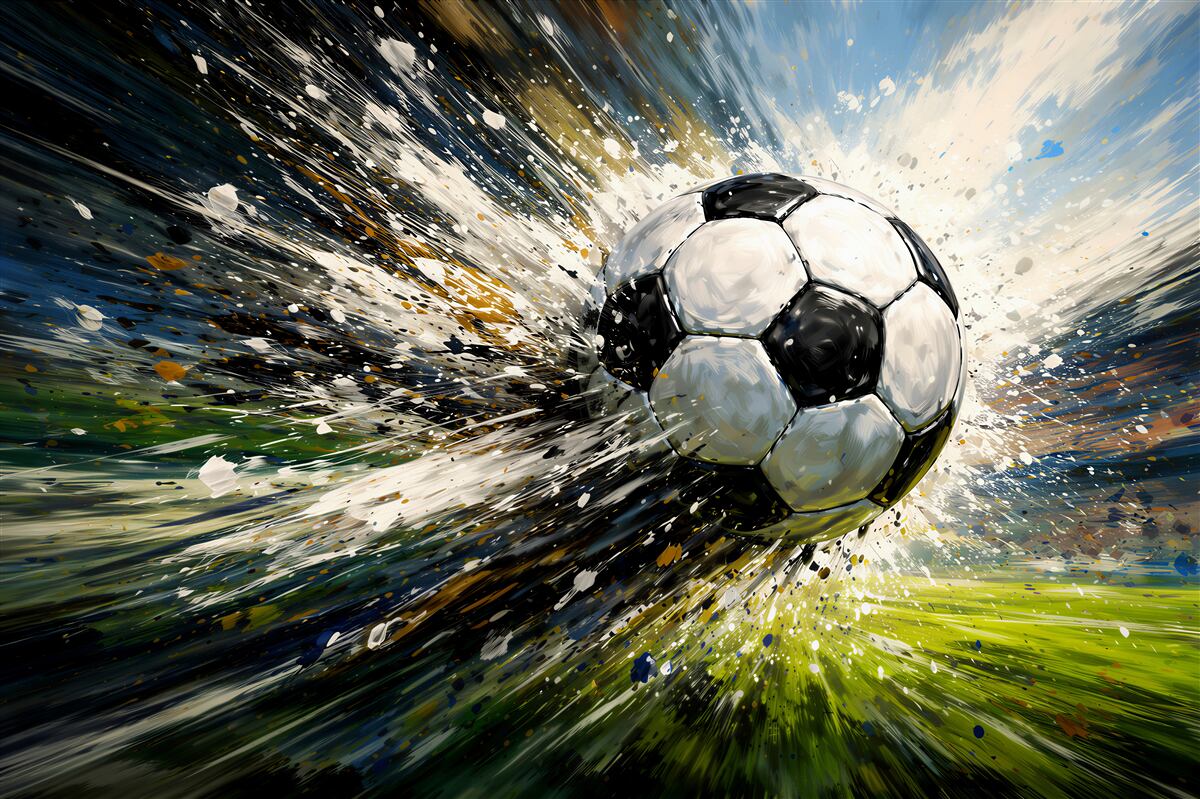 Fototapeten Dynamischer Ball in einem Farbenrausch