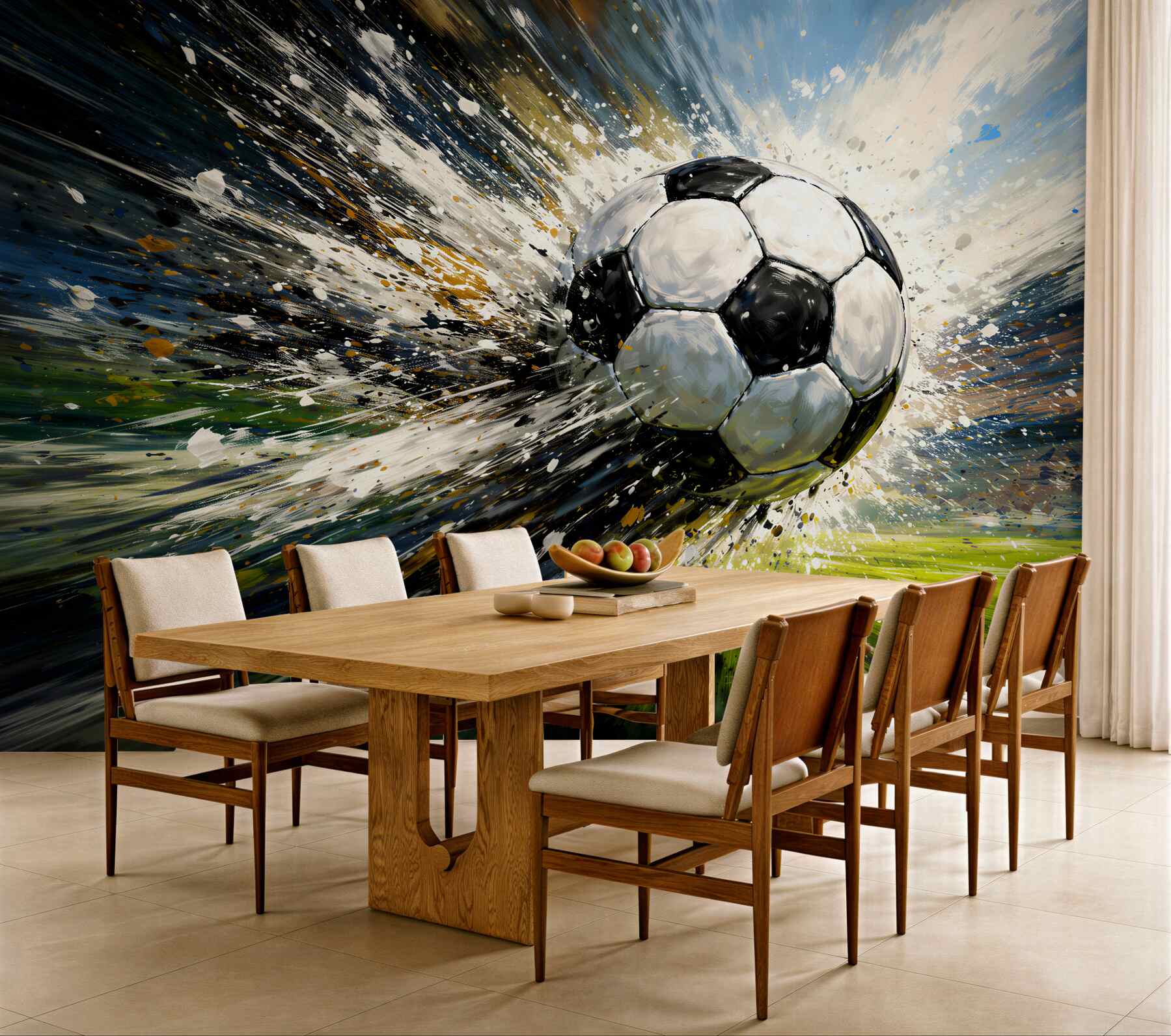 Fototapeten Dynamischer Ball in einem Farbenrausch