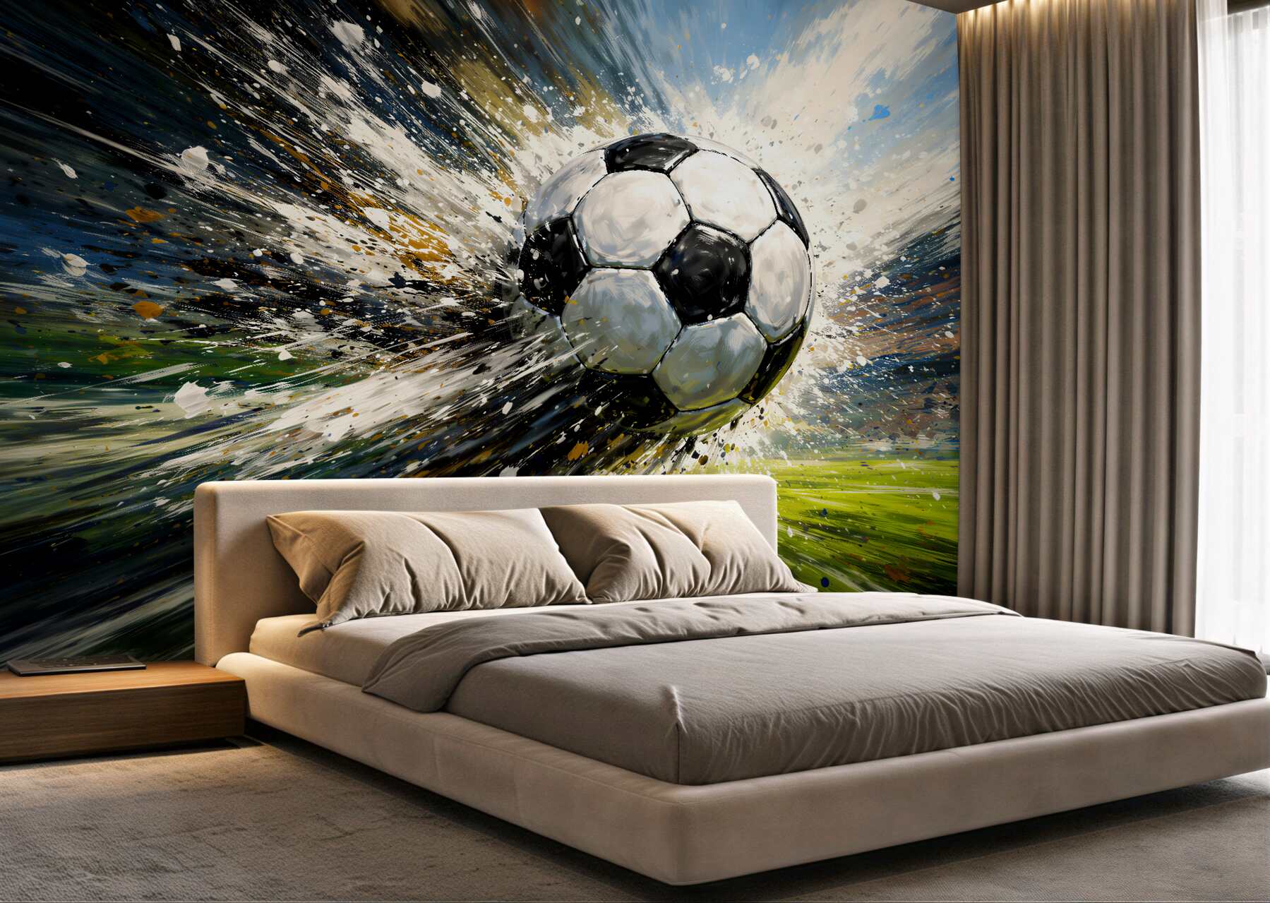 Fototapeten Dynamischer Ball in einem Farbenrausch