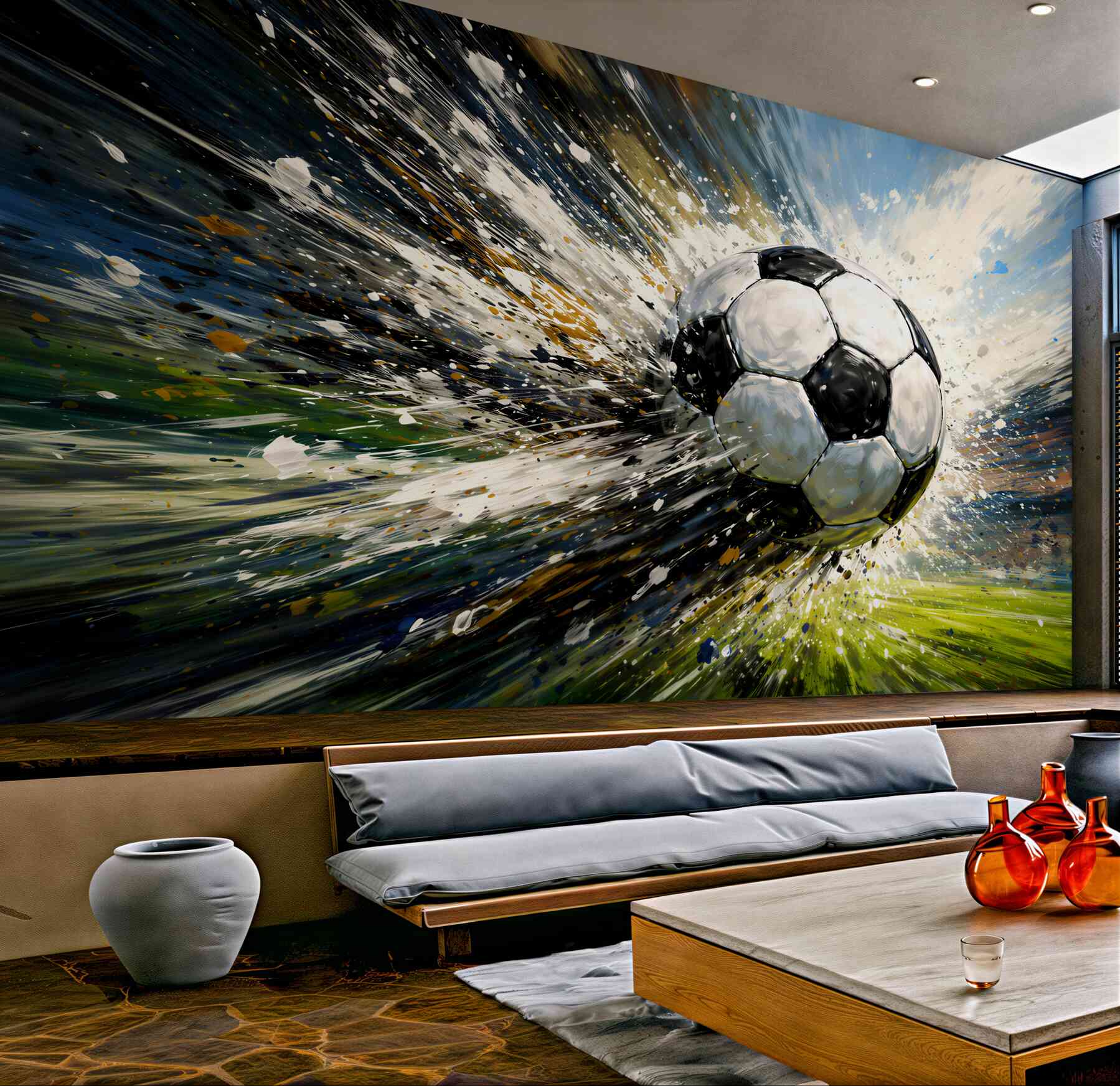 Fototapeten Dynamischer Ball in einem Farbenrausch