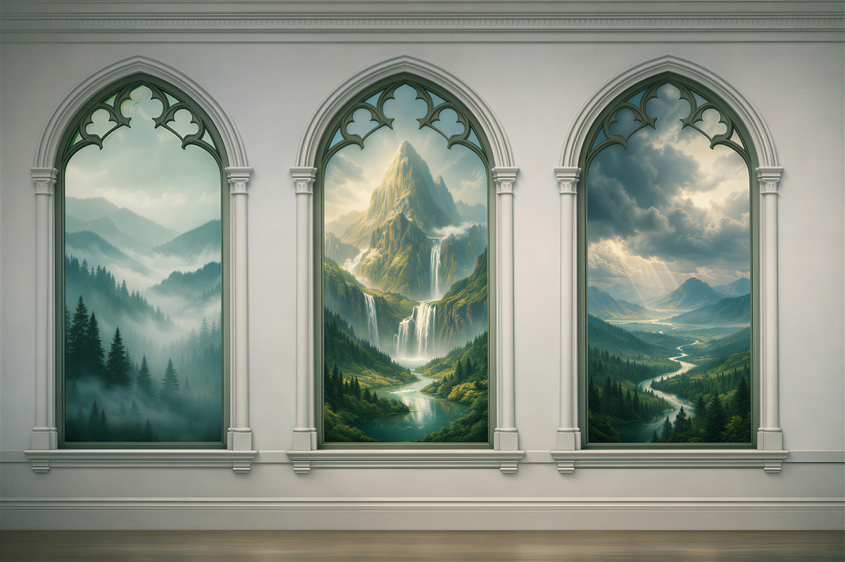 Fototapeten Märchenhafte Fenster ins mystische Tal