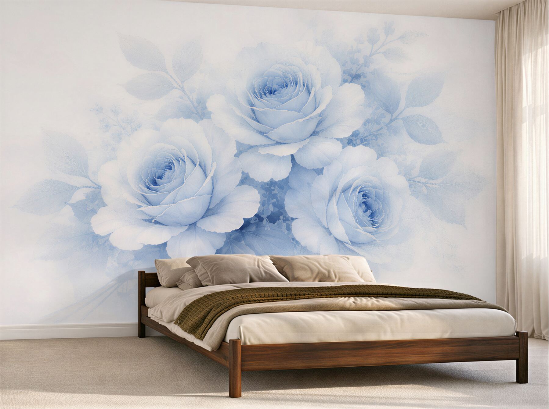 Fototapeten Blaue Rosen im nebligen Schimmer