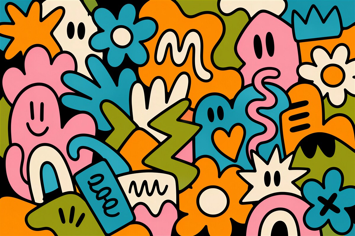 Fototapeten Buntes Pop-Art-Lächeln