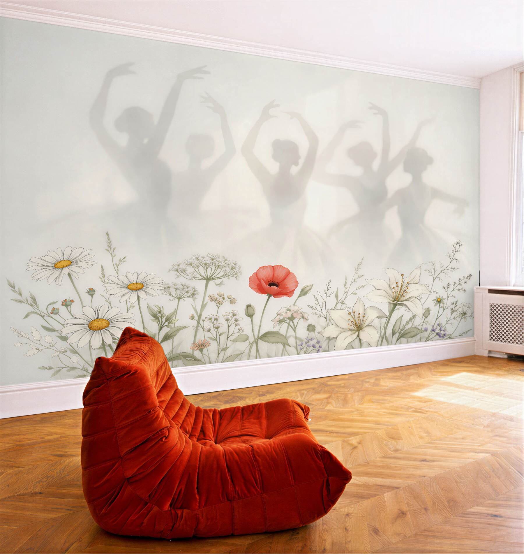 Fototapeten Ballettschatten zwischen Blumen