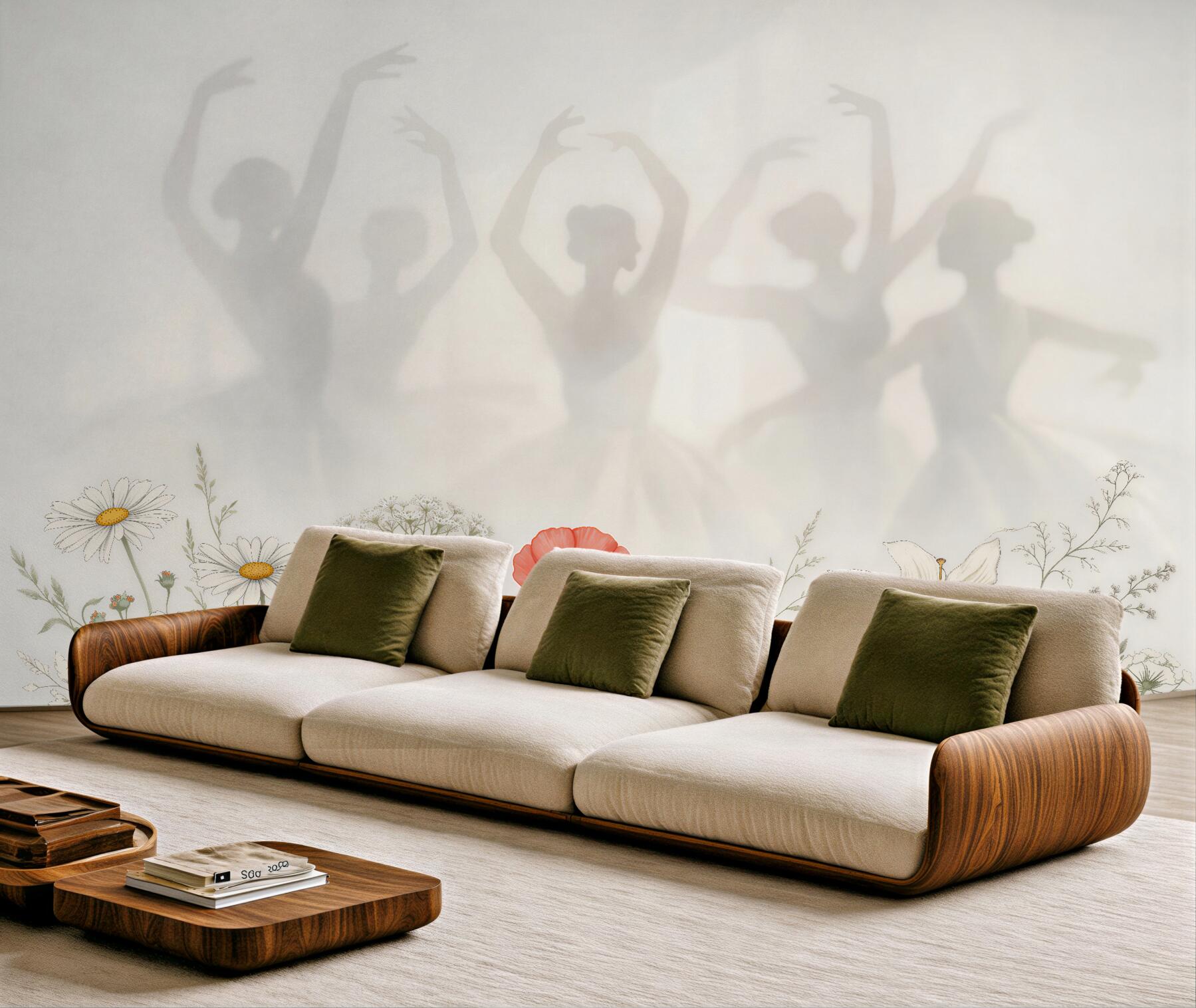 Fototapeten Ballettschatten zwischen Blumen