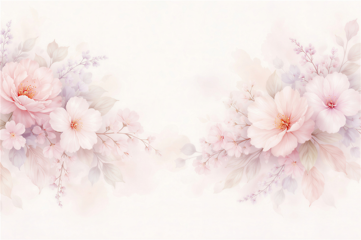 Fototapeten Zarte rosa Aquarellblumen