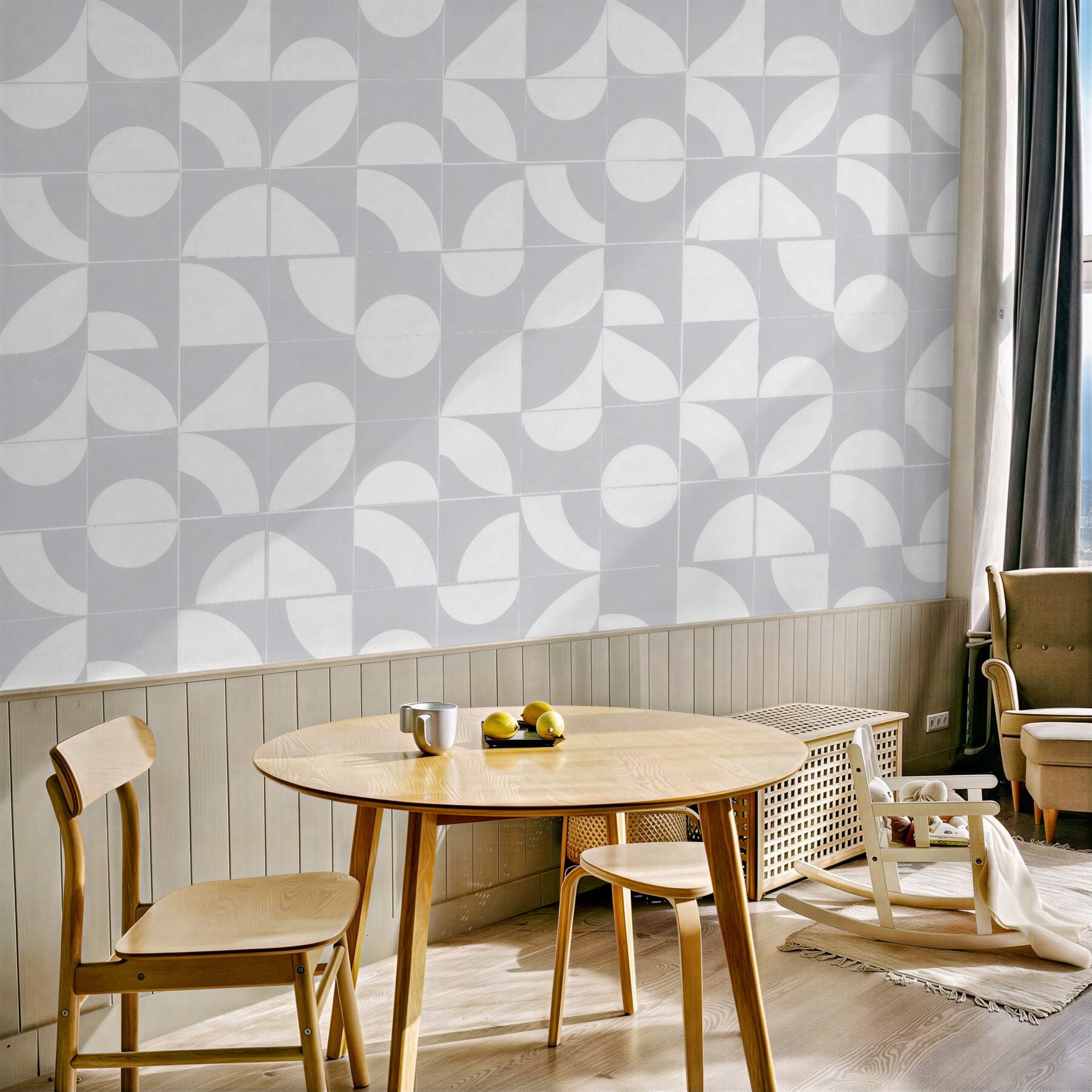 Fototapeten Subtile weiße geometrische Mosaik
