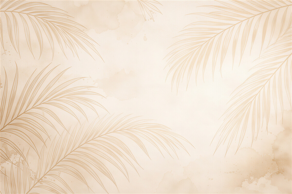 Fototapeten Zarte Palmenblätter in Beige