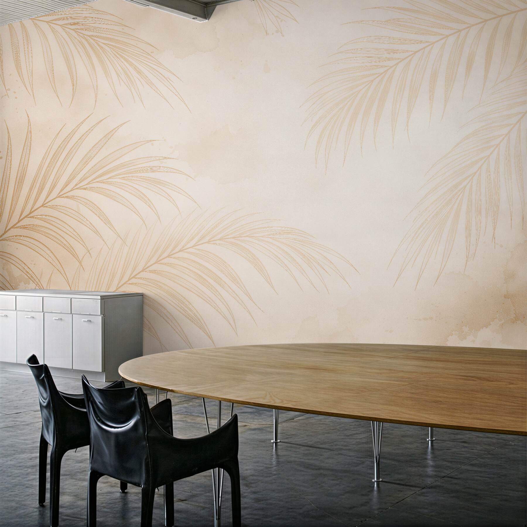 Fototapeten Zarte Palmenblätter in Beige