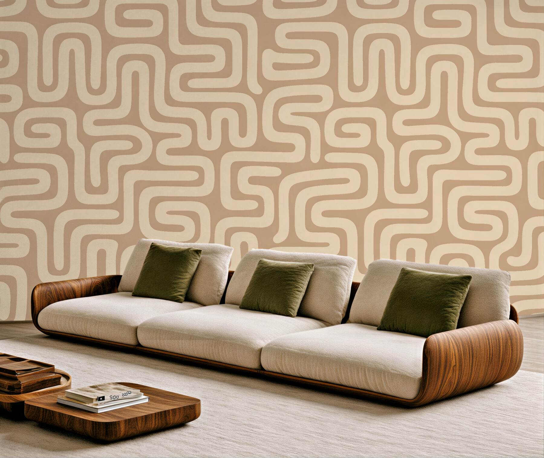 Fototapeten Retro-Labyrinth in Beigetönen