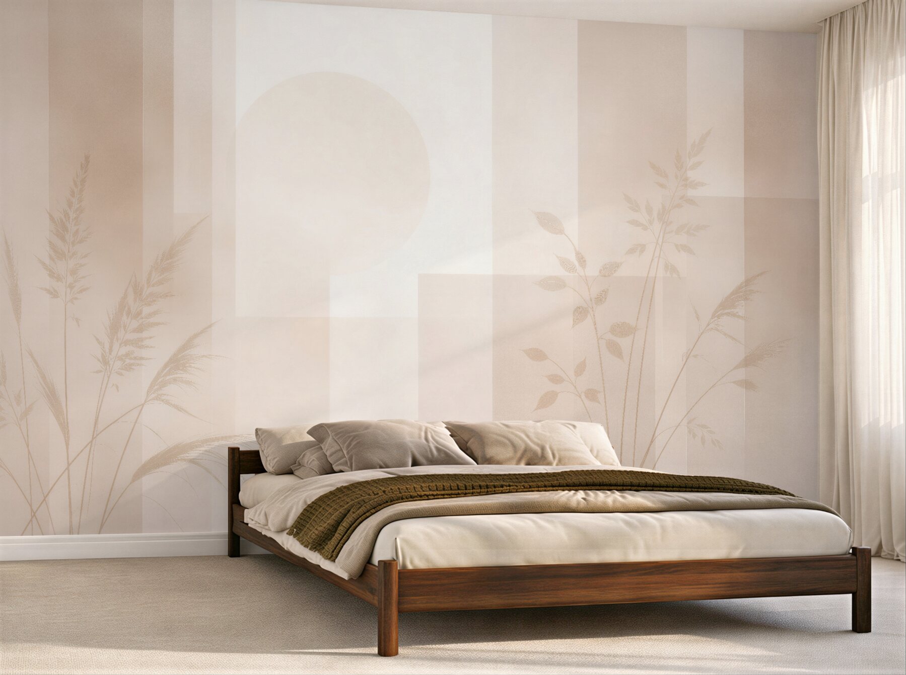 Fototapeten Beige Gräser in weicher Geometrie