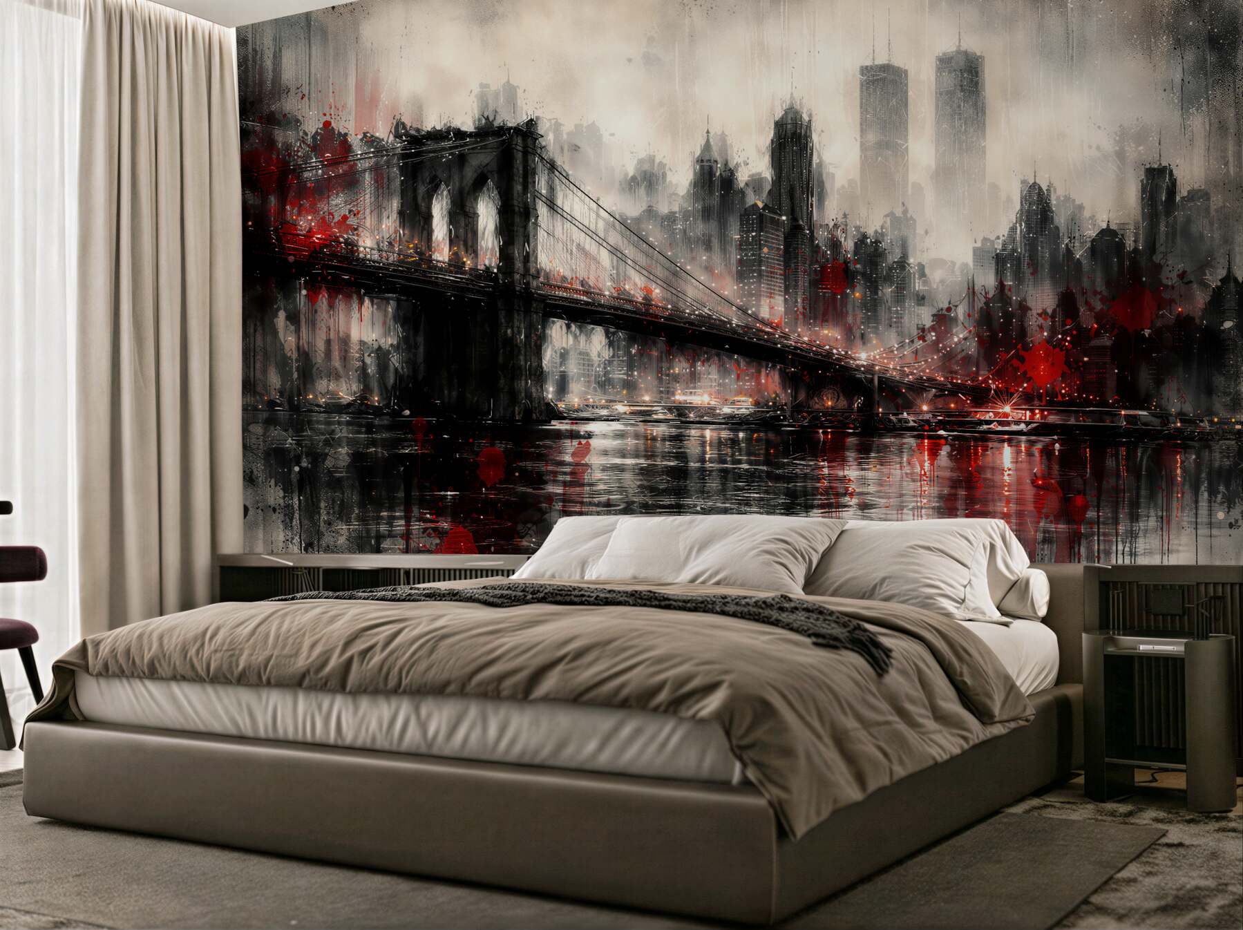 Fototapeten Düstere Brücke von New York