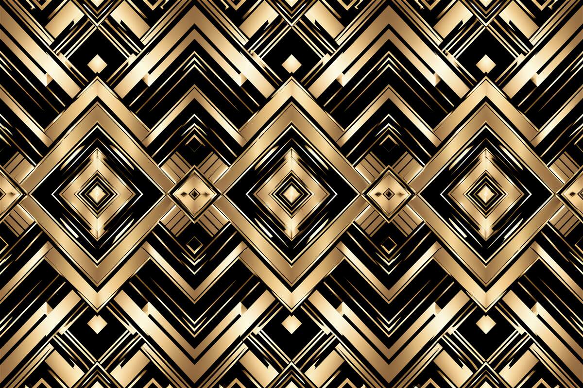 Fototapeten Goldene Geometrie im Glamour-Stil