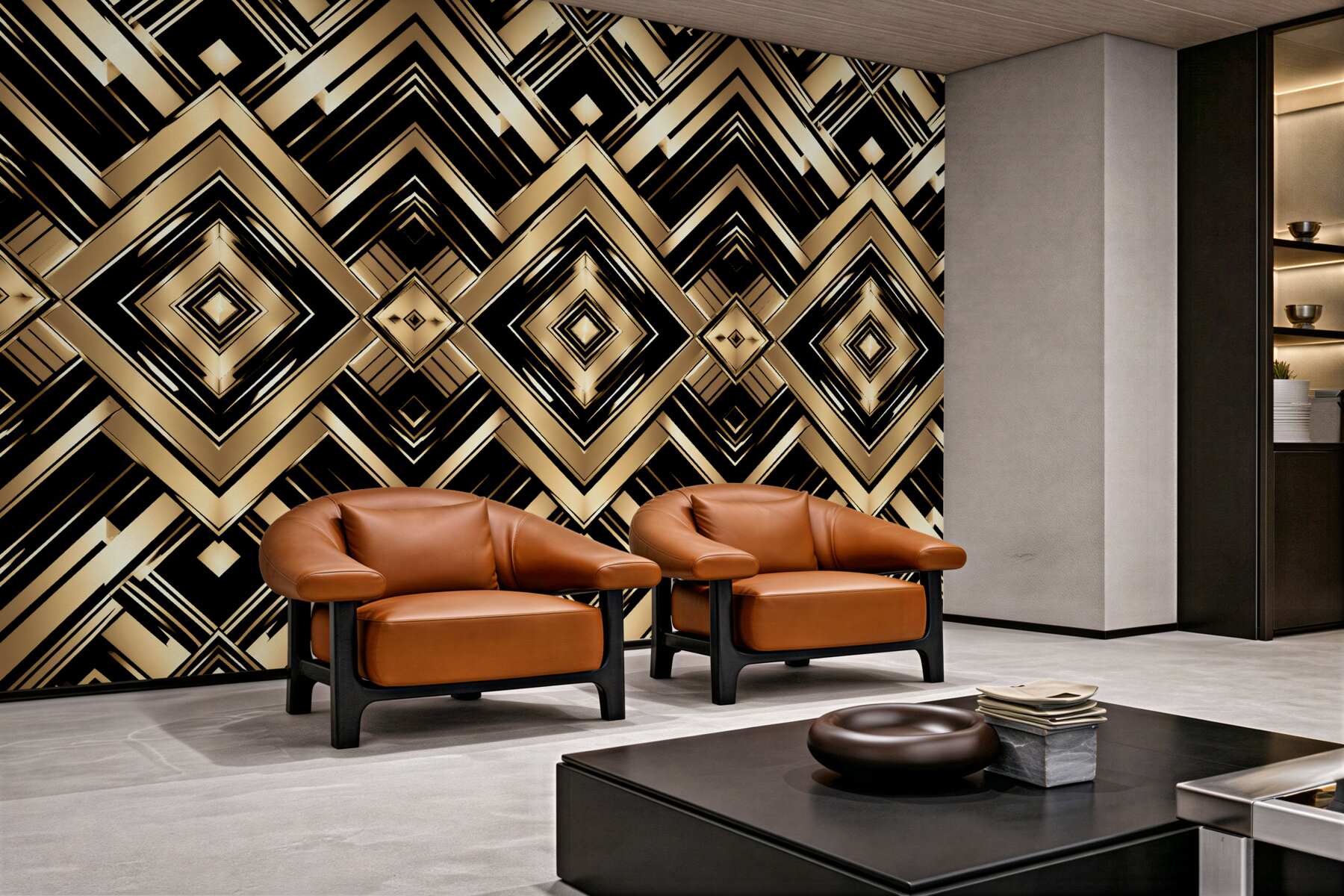 Fototapeten Goldene Geometrie im Glamour-Stil