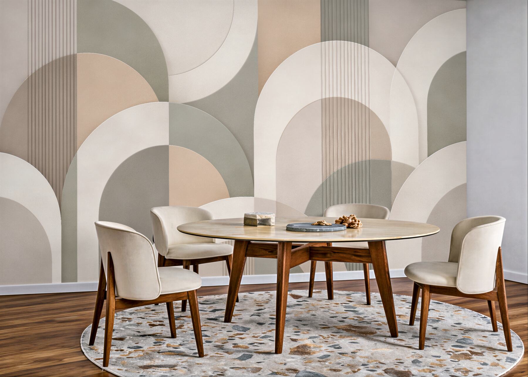 Fototapeten Beige Bögen in moderner Harmonie