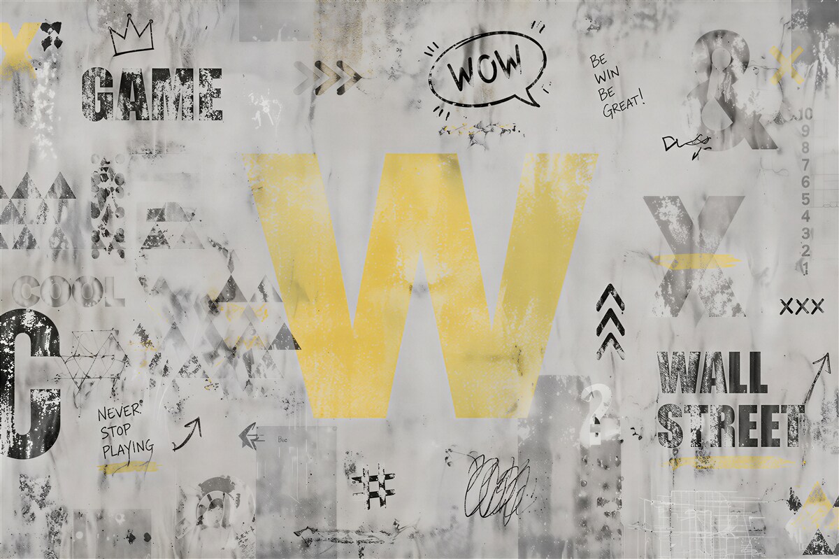 Fototapeten Urbane Collage mit gelbem Buchstaben