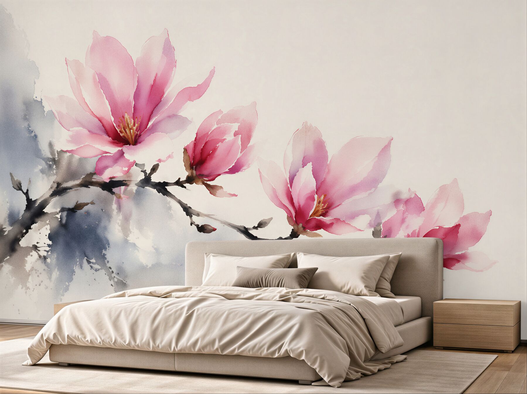 Fototapeten Aquarell-Magnolienzweig