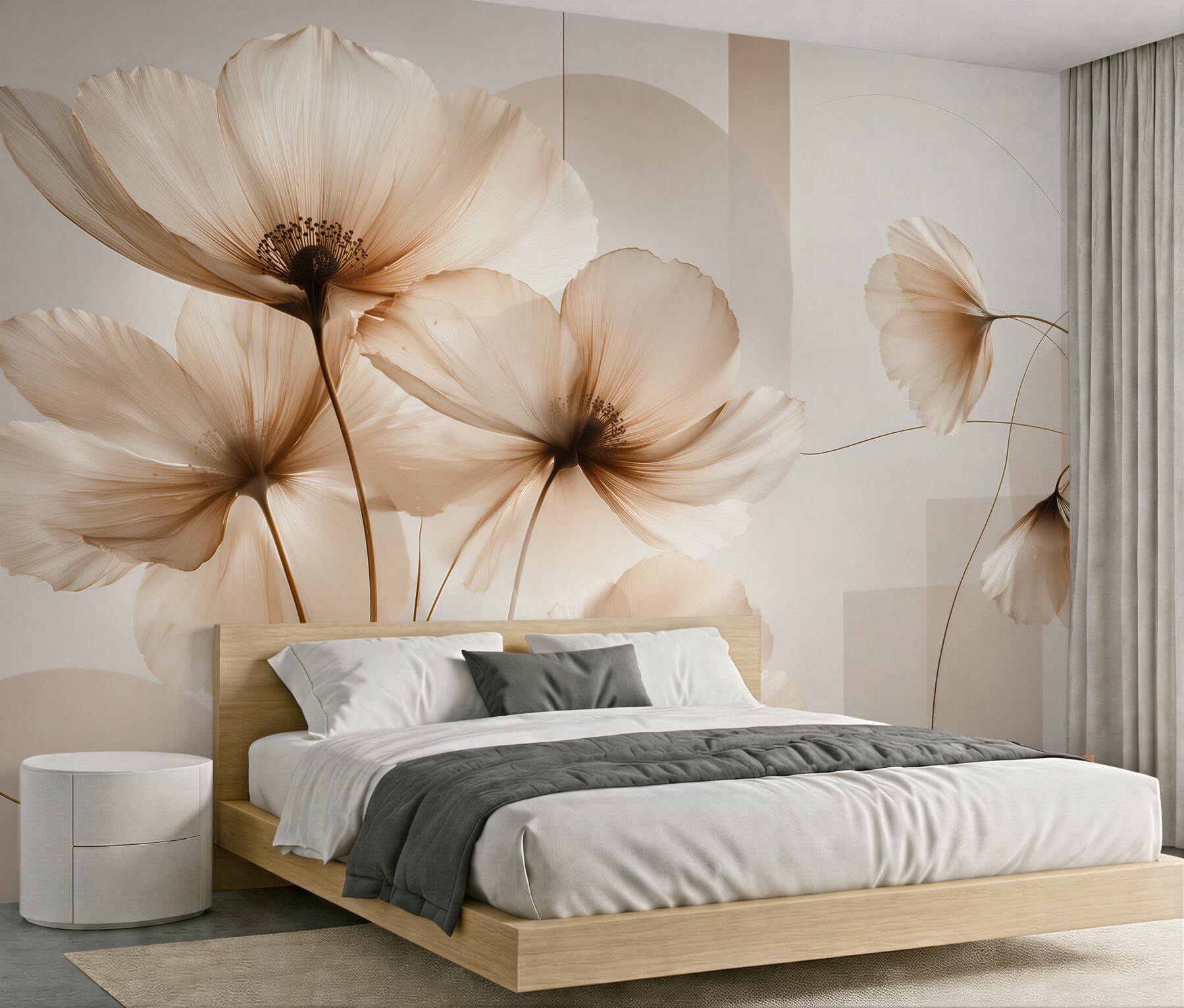 Fototapeten Zarte Blumen in Beige