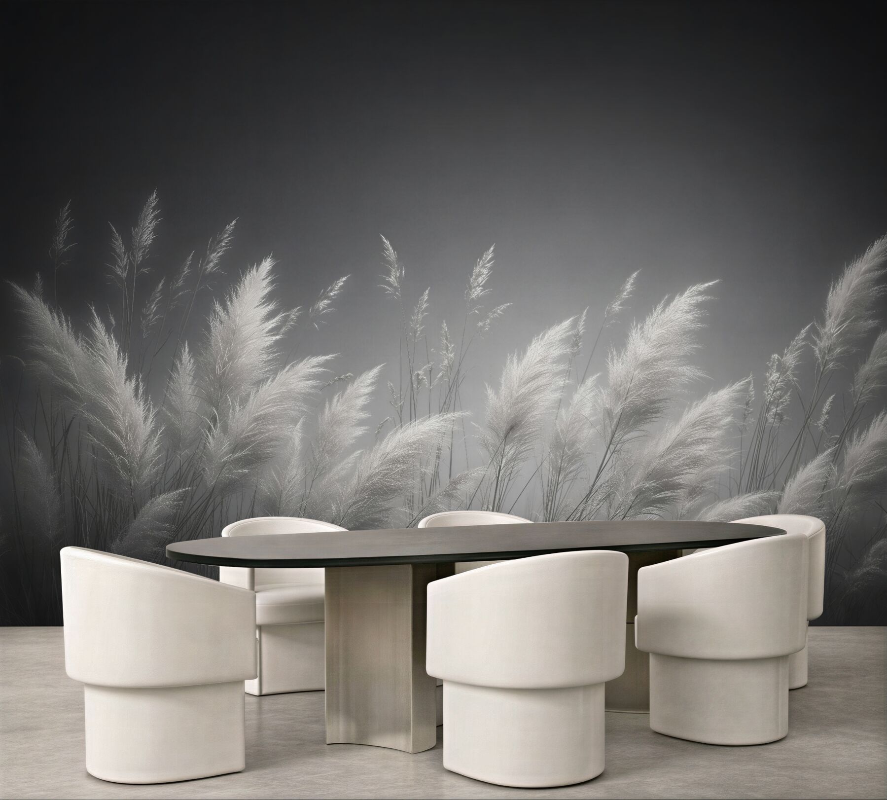 Fototapeten silberne Gräser im Nebel