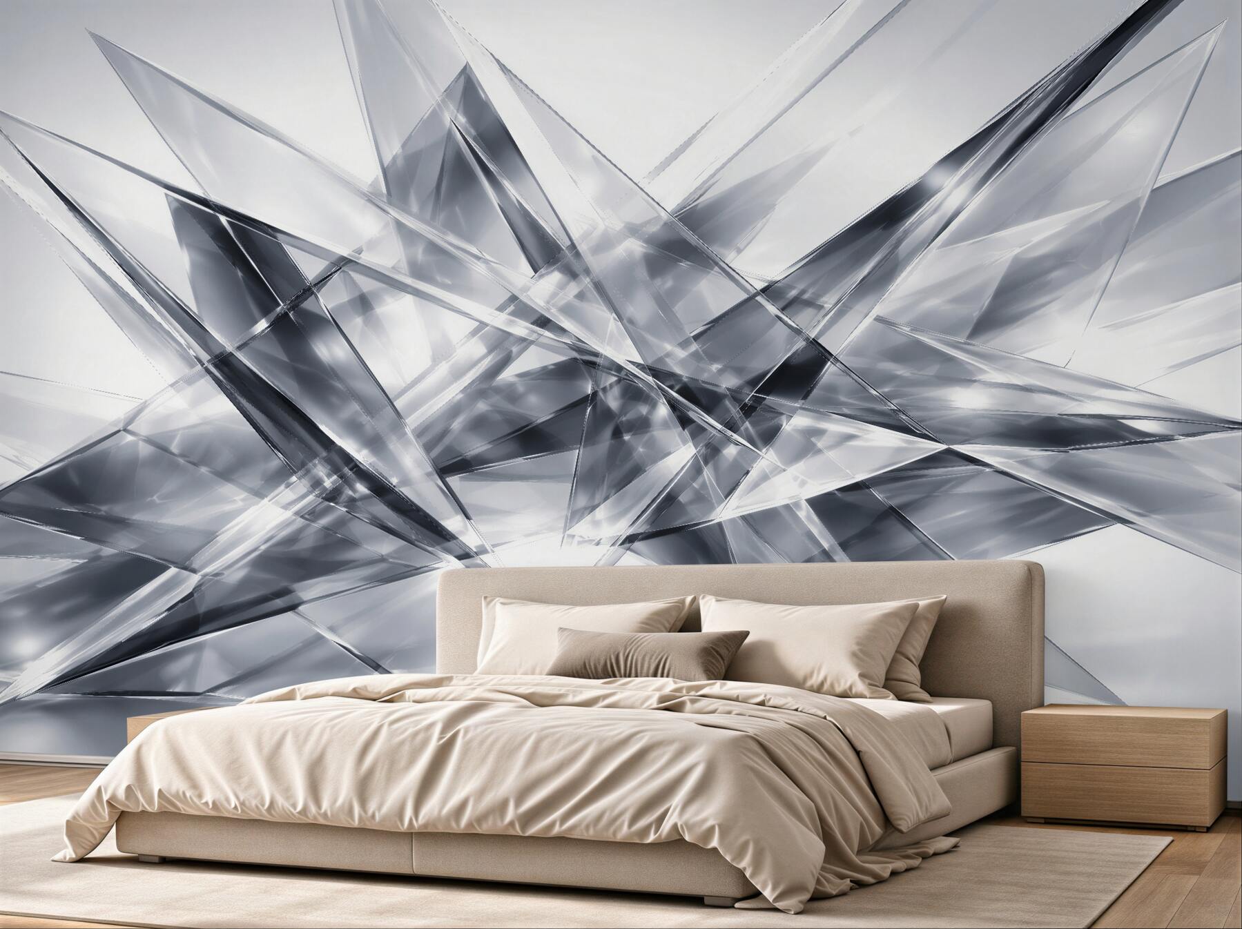 Fototapeten Silberne geometrische 3D-Abstraktion