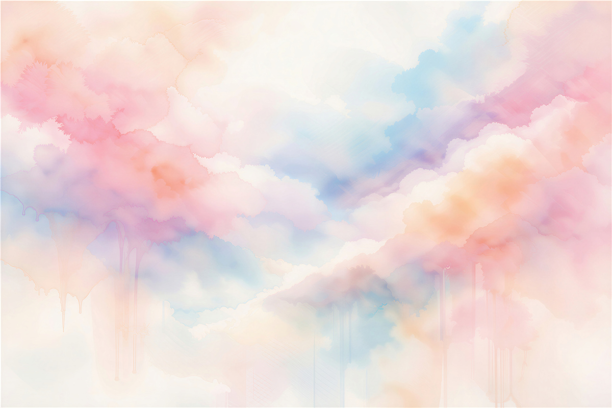 Fototapeten Pastellige Aquarellwolken