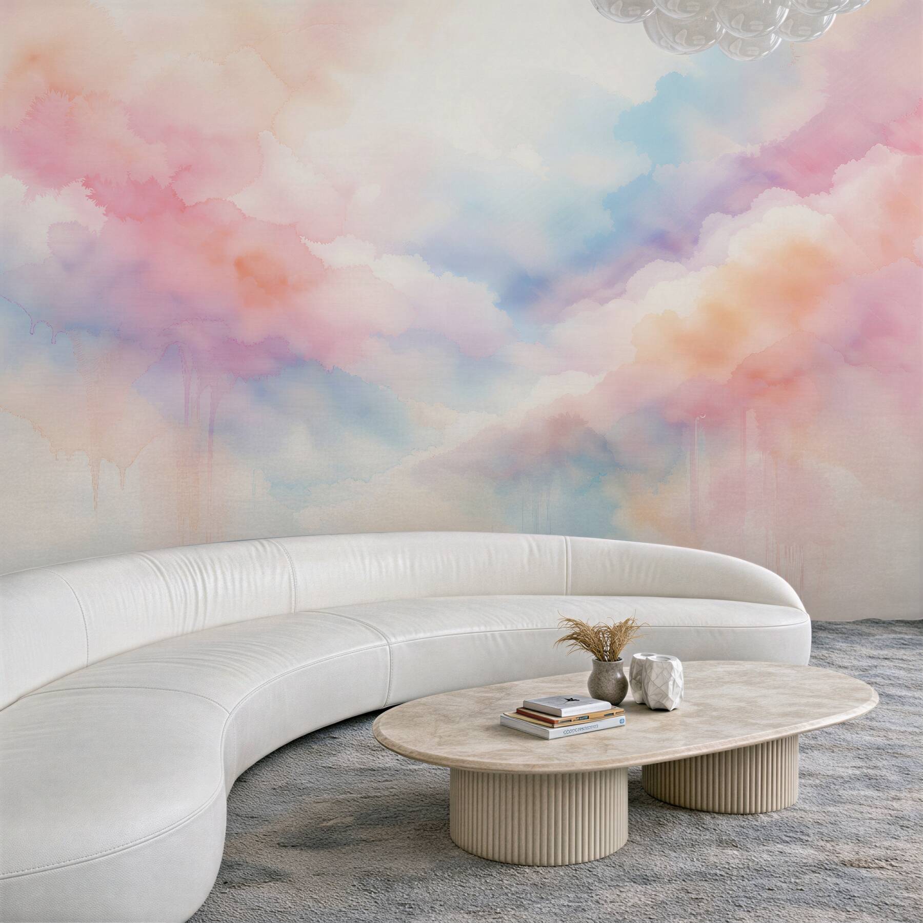 Fototapeten Pastellige Aquarellwolken