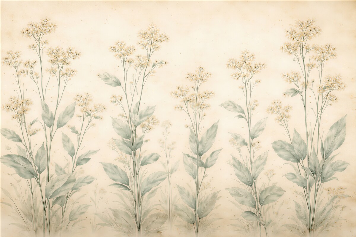 Fototapeten Zarte Feldblumen in Beige