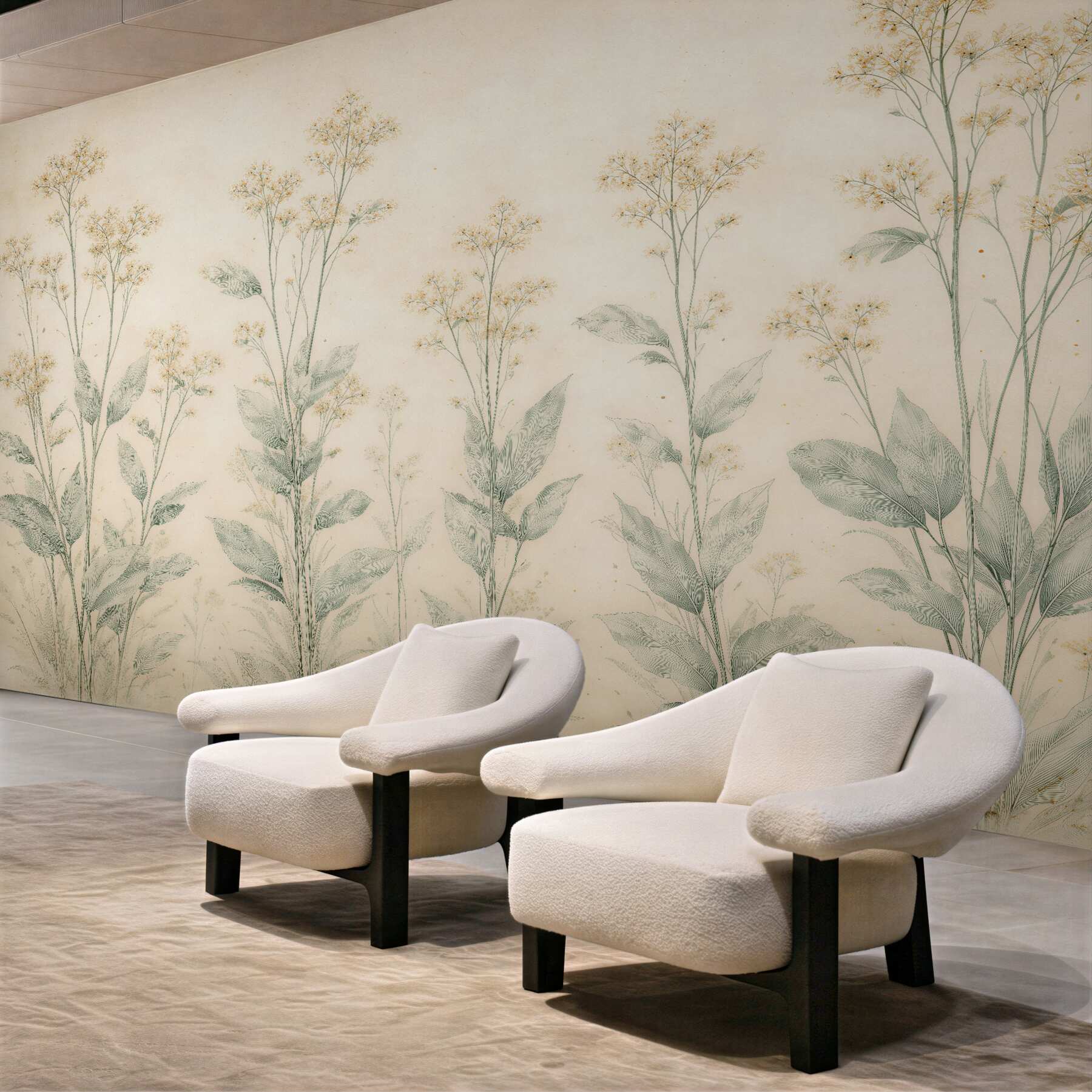 Fototapeten Zarte Feldblumen in Beige