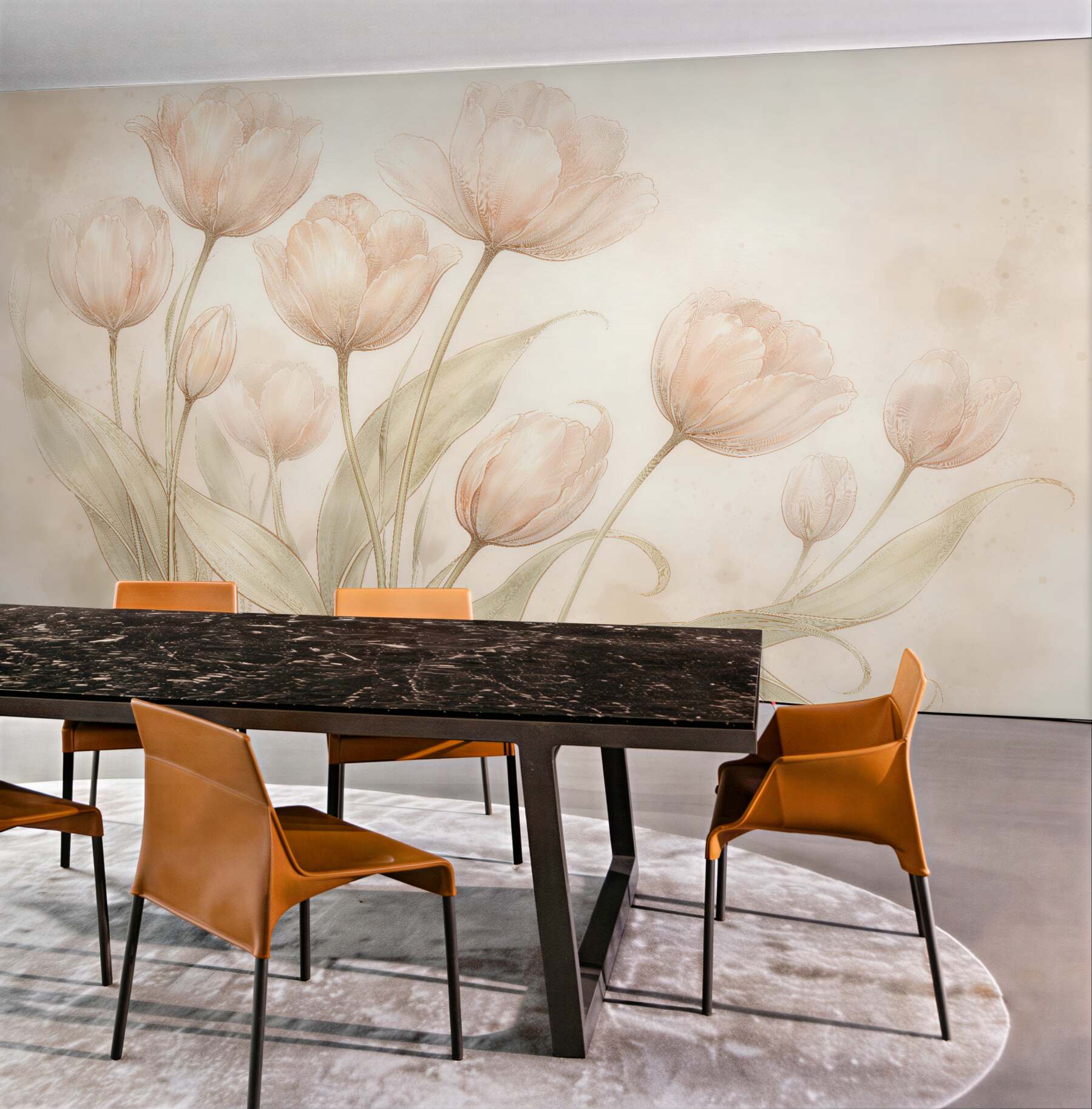 Fototapeten Zarte pastellfarbene Tulpen