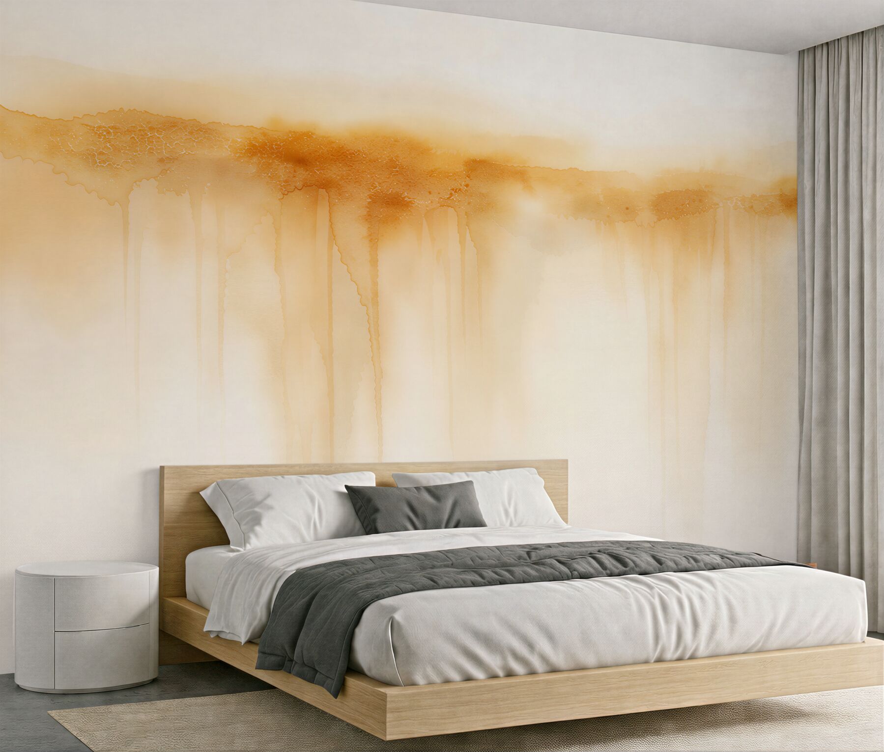 Fototapeten Goldener Aquarellnebel