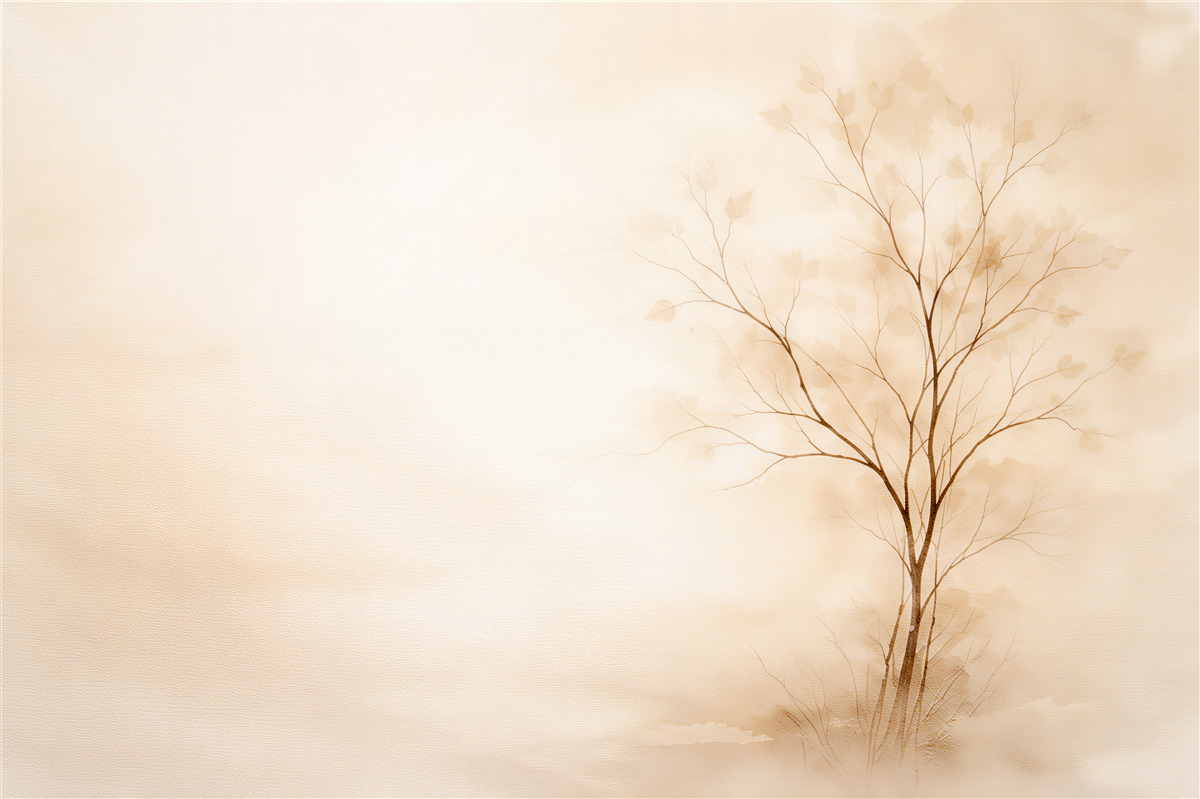 Fototapeten Zarter Baum im beigen Nebel