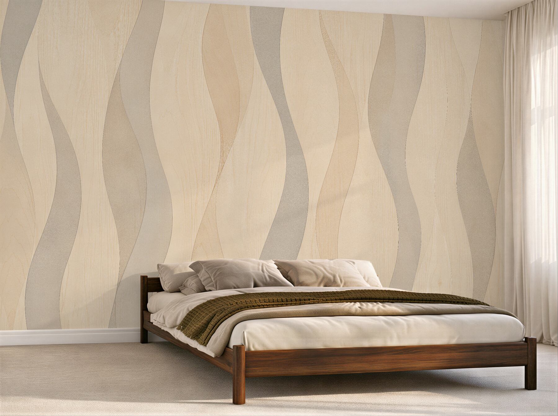 Fototapeten Beige Wellenstreifen