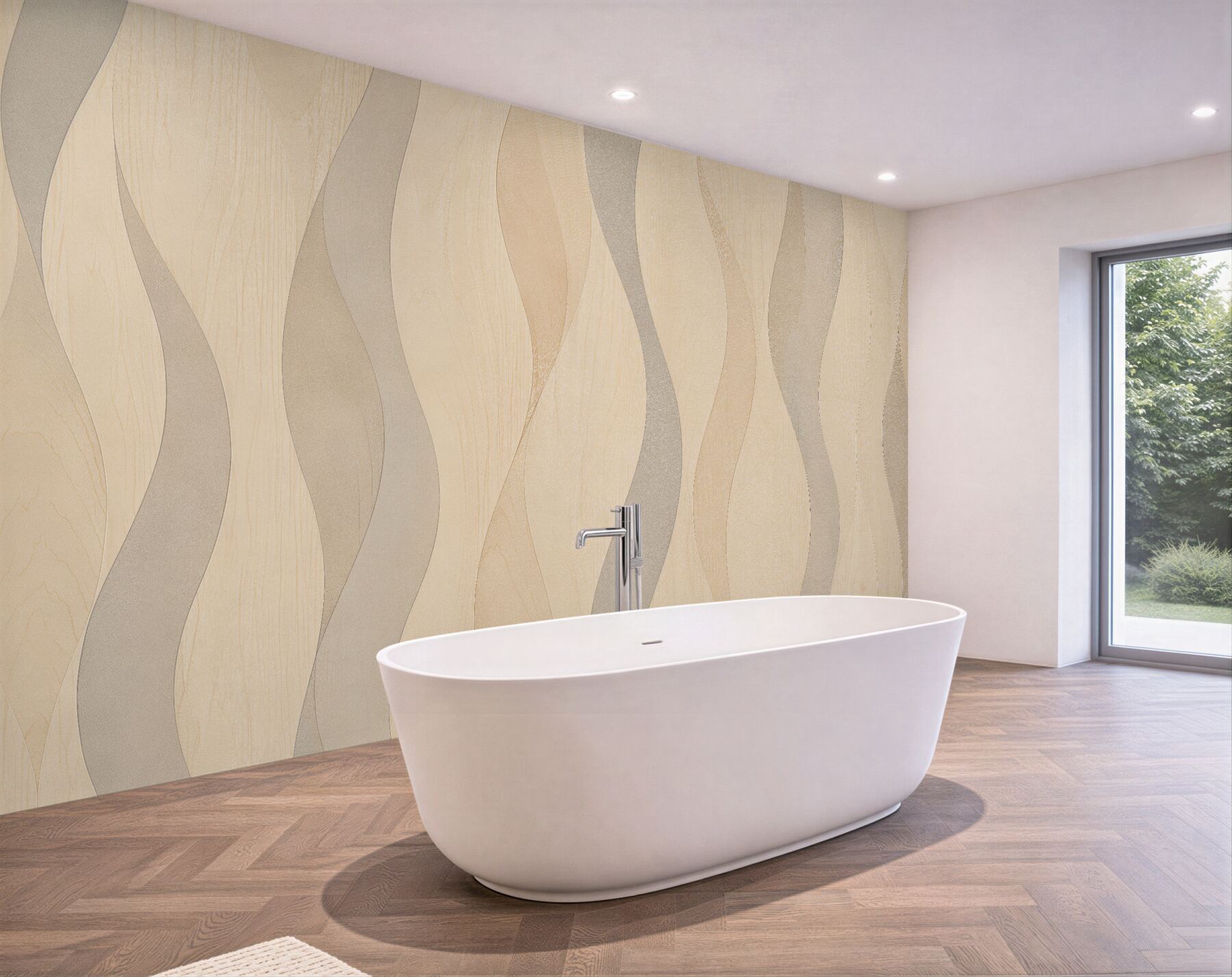 Fototapeten Beige Wellenstreifen