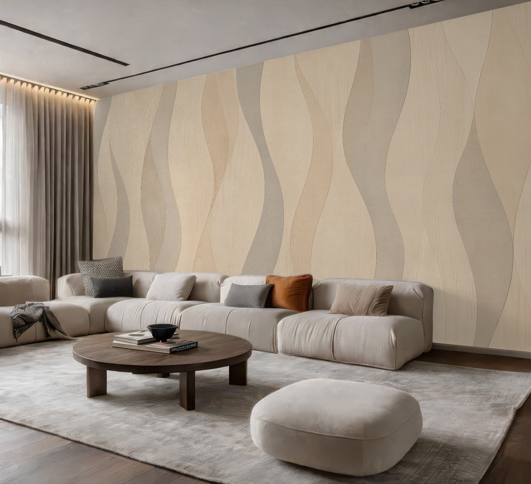 Fototapeten Beige Wellenstreifen
