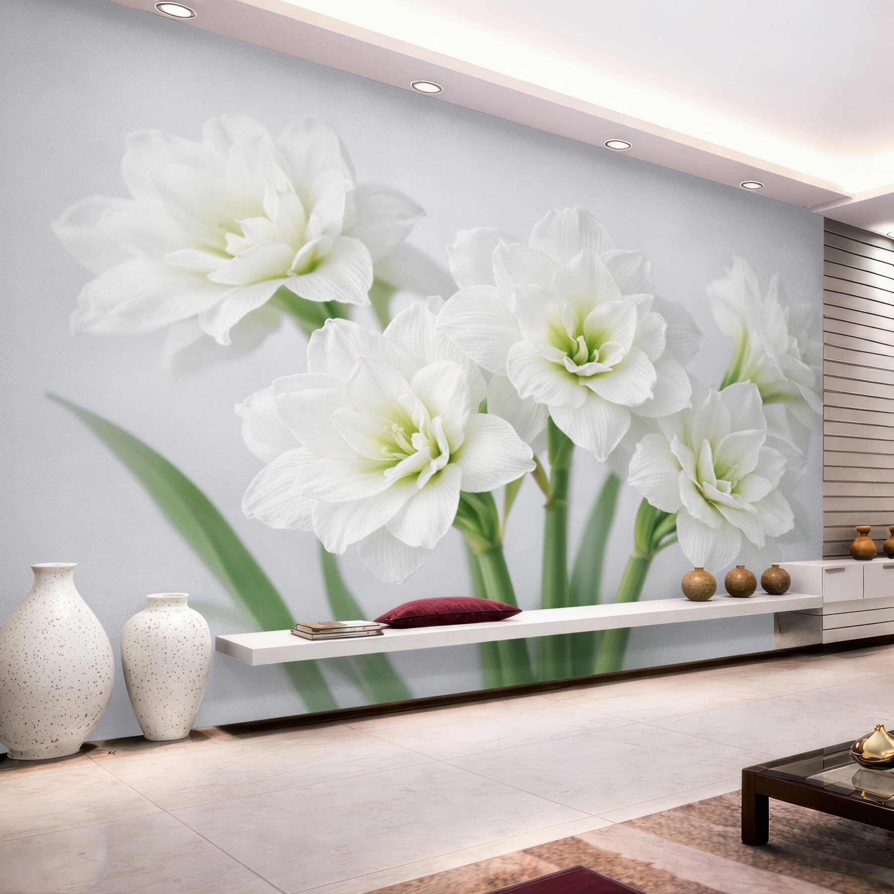 Fototapeten Weiße Amaryllis im sanften Licht