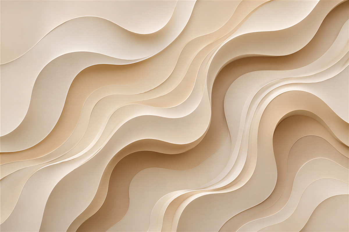 Fototapeten Cremefarbene Wellen der 3D-Abstraktion