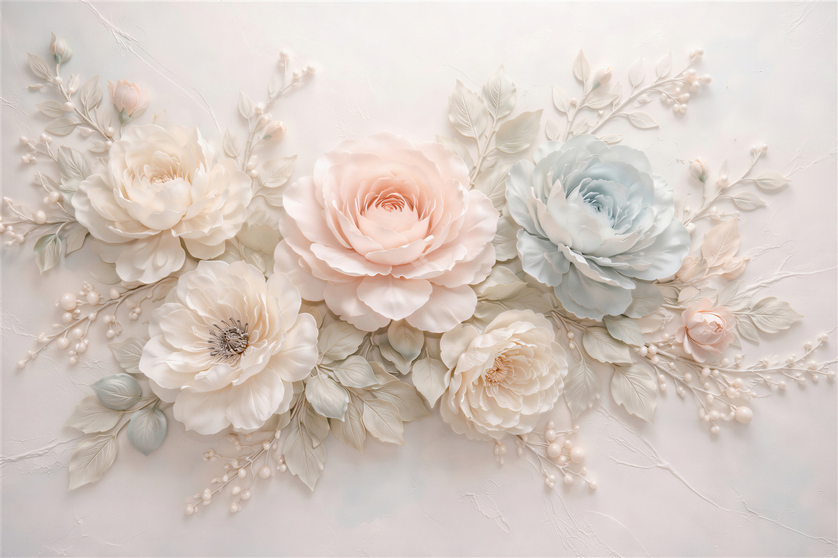 Fototapeten Romantische Blumen im 3D-Stil