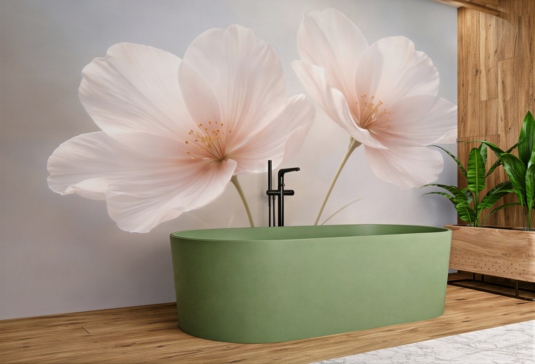 Fototapeten Pudrige Blumen in leuchtender Leichtigkeit