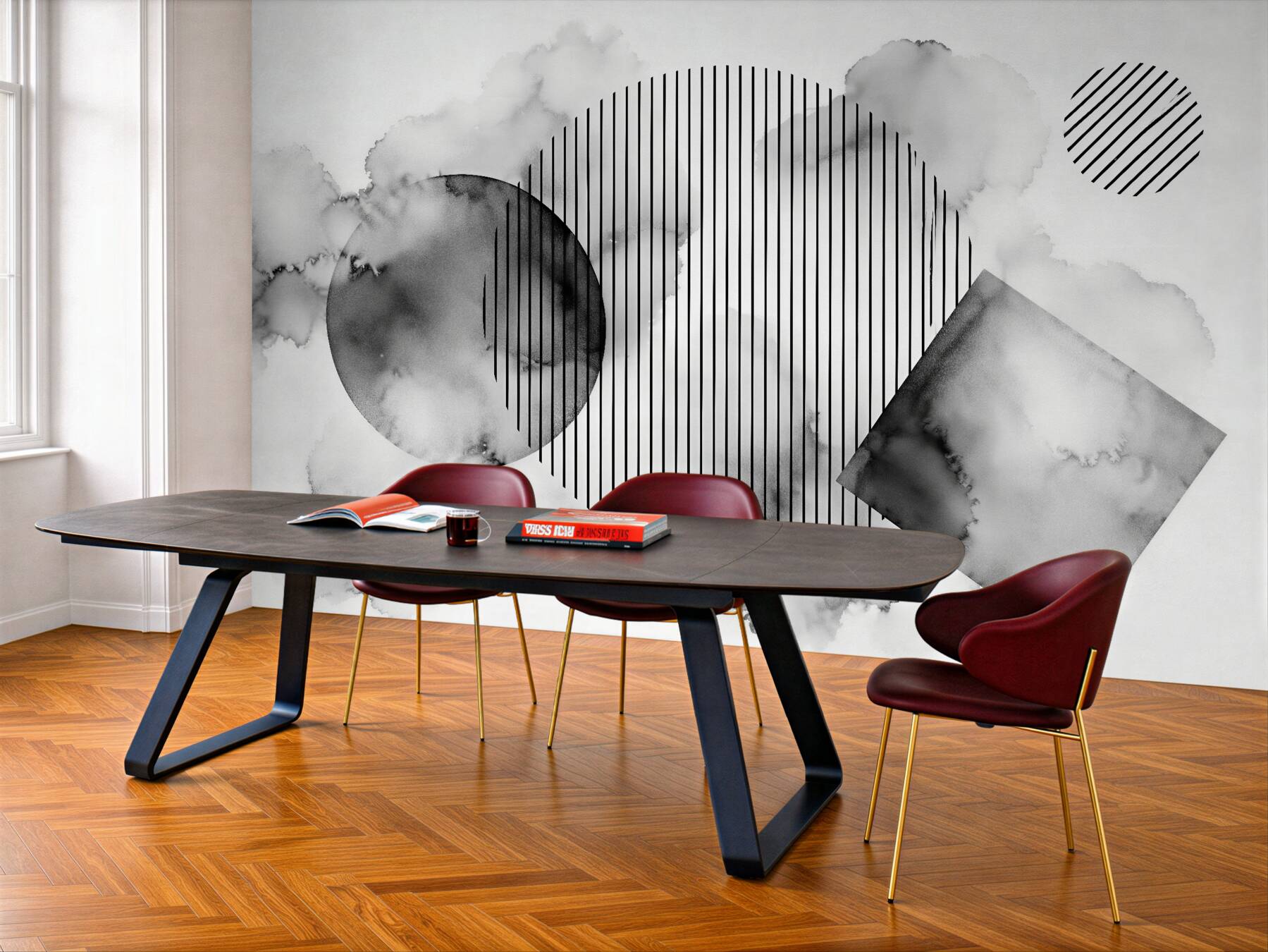 Fototapeten Graue Abstraktion mit Geometrie