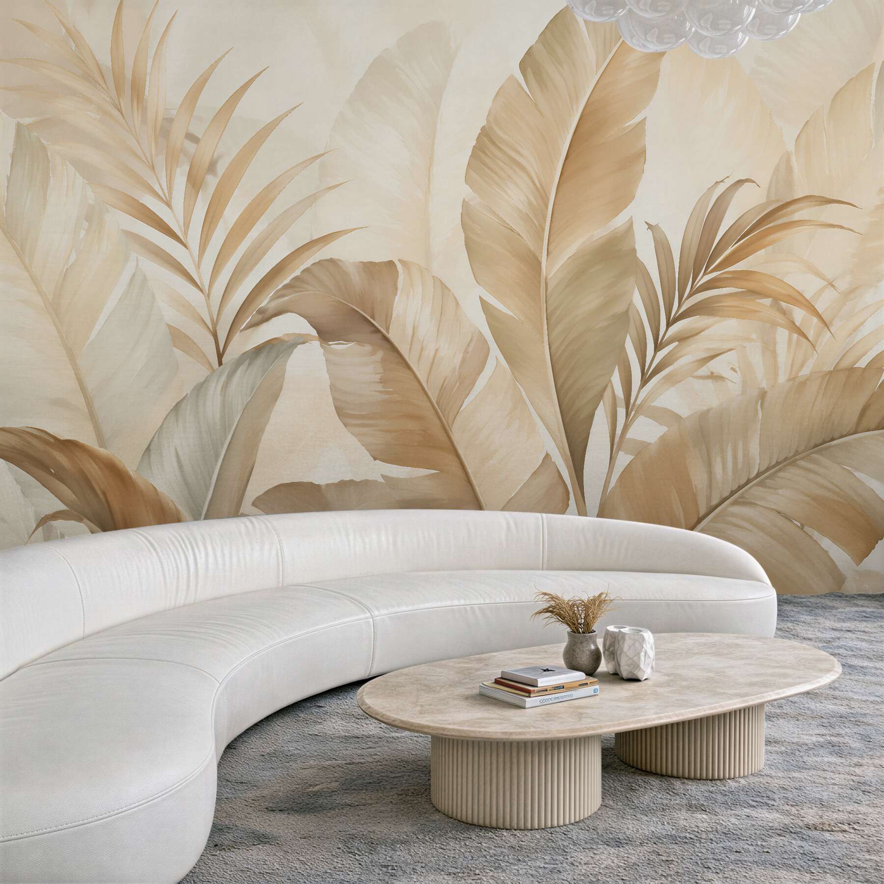Fototapeten Beige tropische Blätter in Harmonie