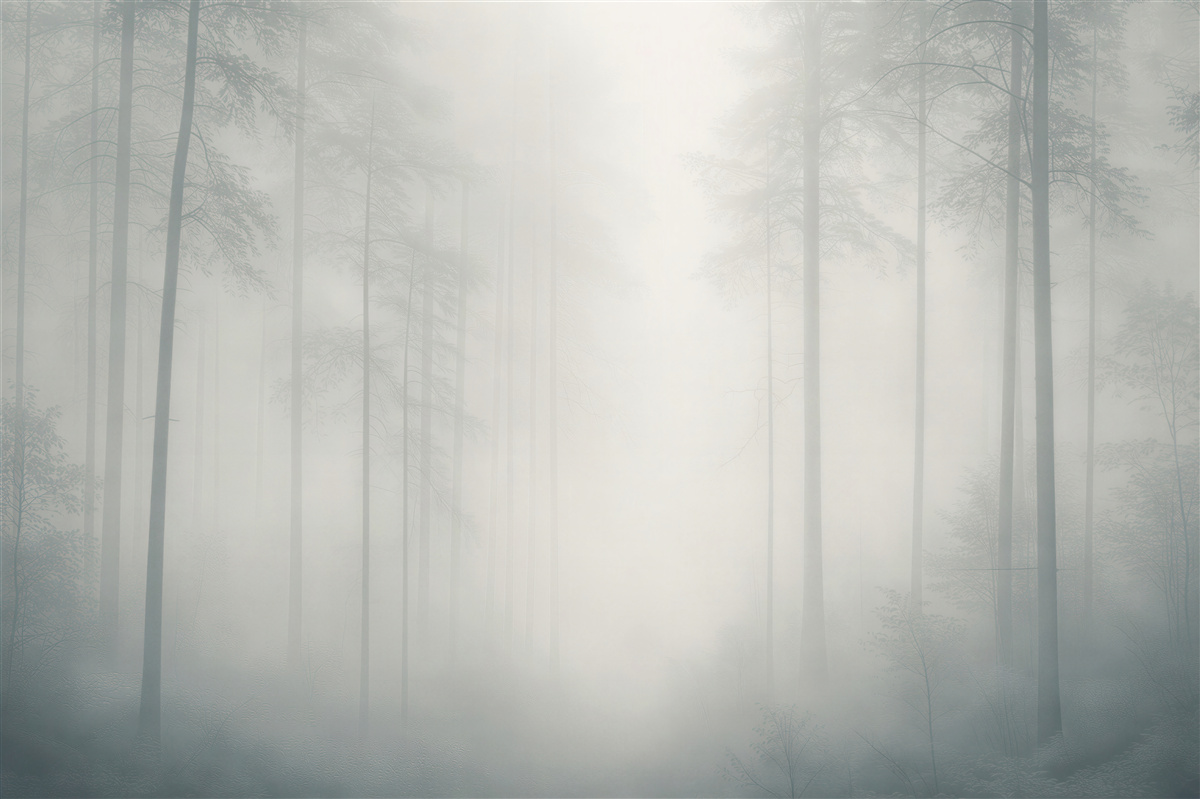 Fototapeten Waldnebel im Glanz