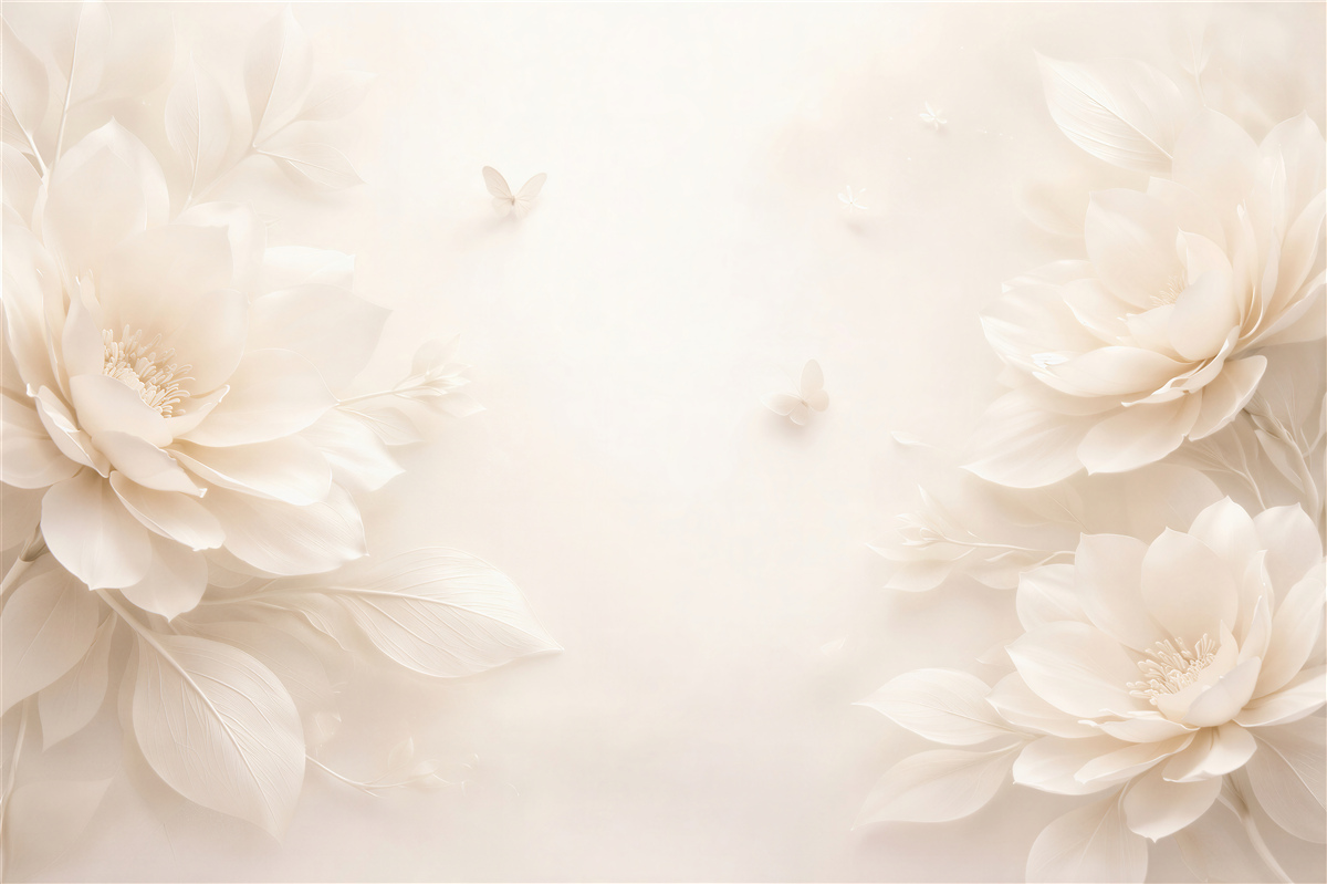 Fototapeten Cremefarbene Blumen in subtilem Schimmer