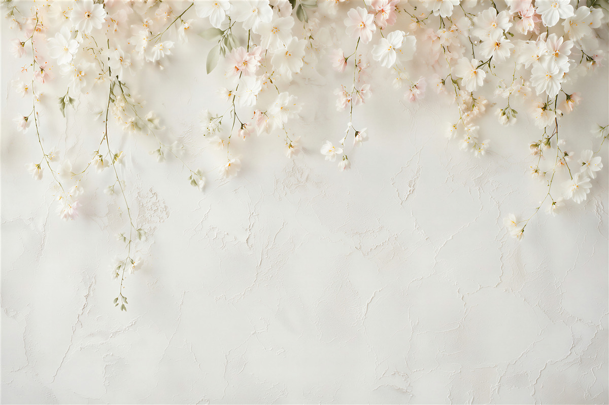 Fototapeten Weiße Blumen auf subtiler Textur