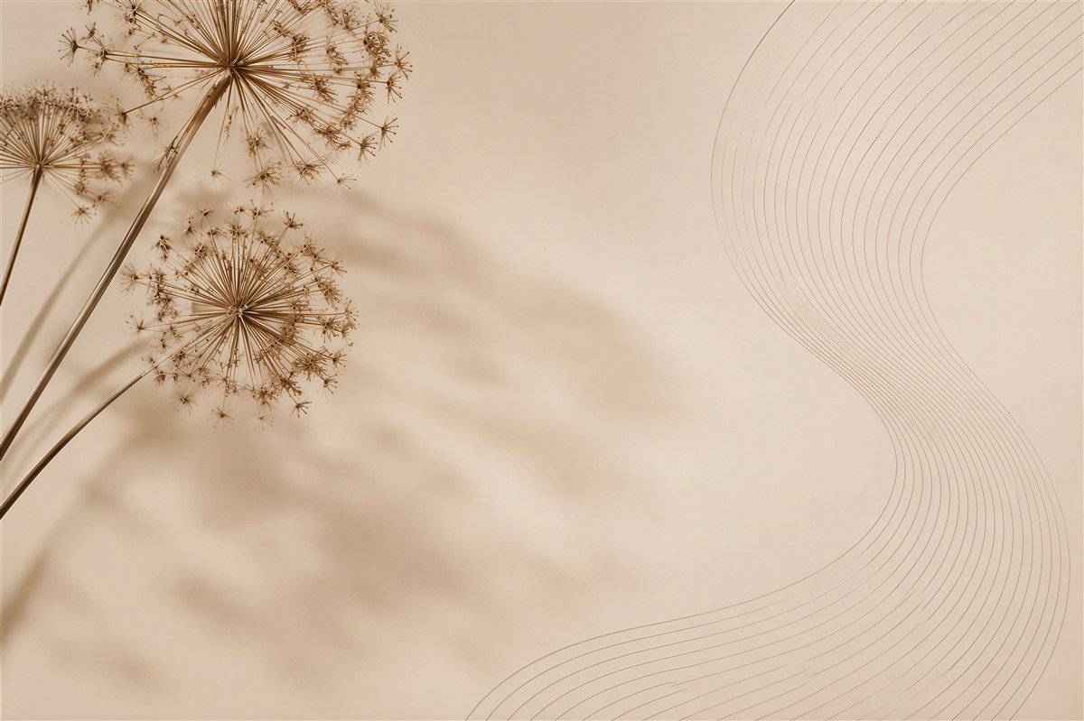 Fototapeten Beige Pusteblumen mit Welle